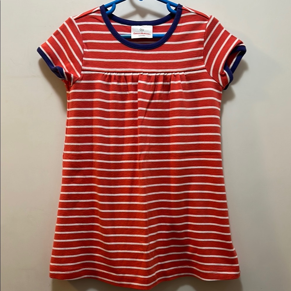 Hanna Andersson Red and White Striped Top with Blue Trim